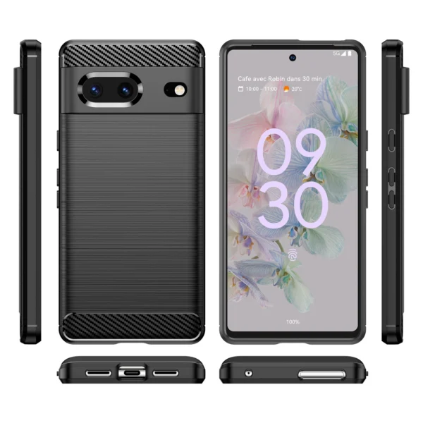 Carbon Case flexible cover for Google Pixel 7 blackeng