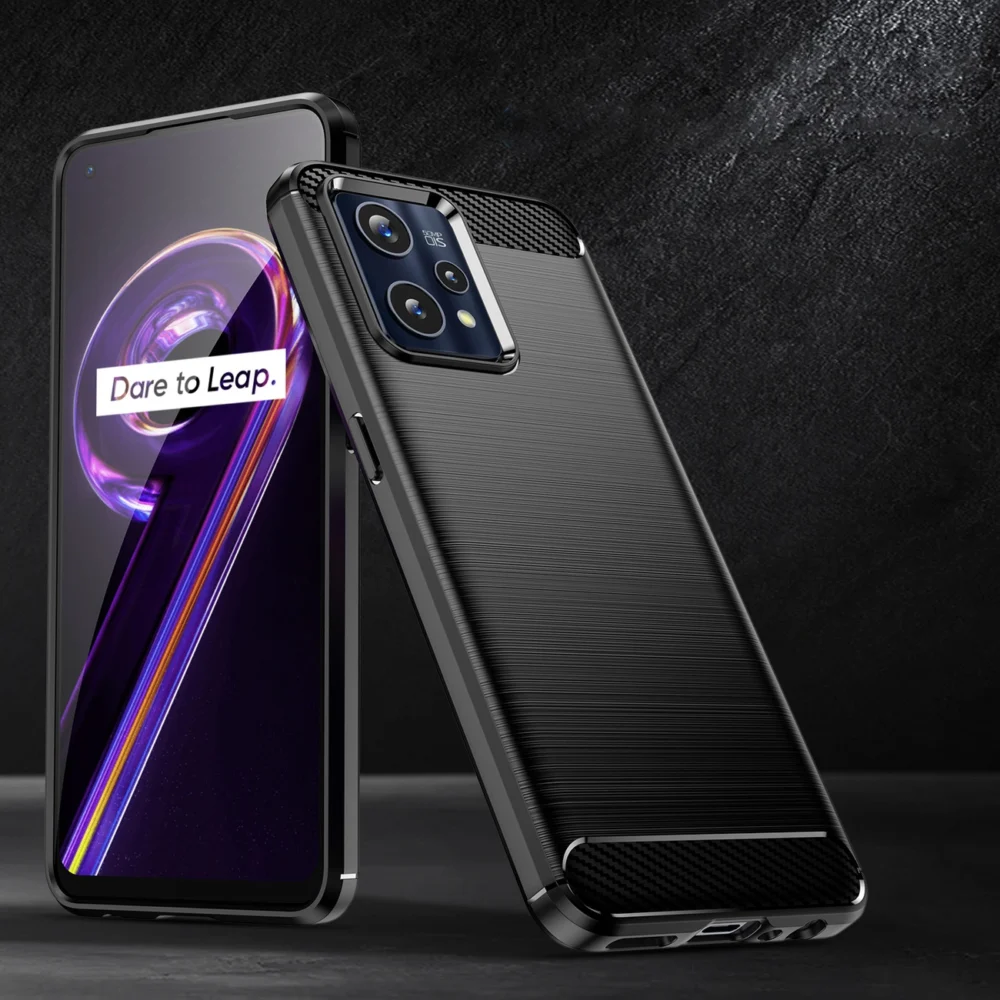 91585_6 Carbon Case Flexible Cover Realme 9 Pro + (9 Pro Plus) blackeng
