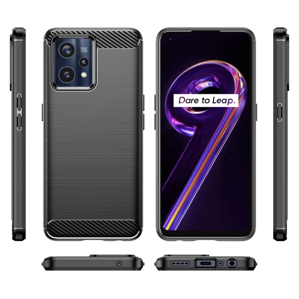 91585_7 Carbon Case Flexible Cover Realme 9 Pro + (9 Pro Plus) blackeng