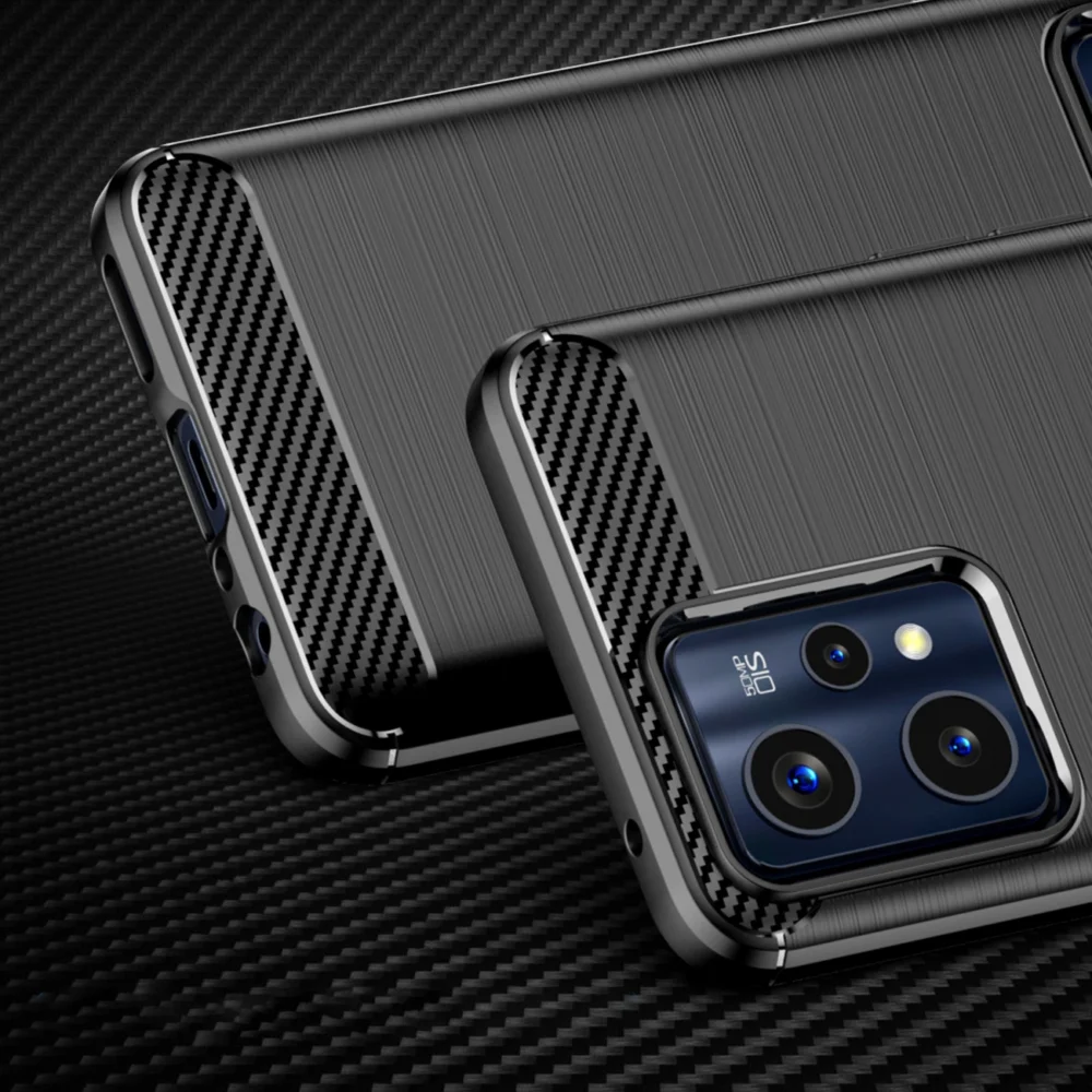 91585_9 Carbon Case Flexible Cover Realme 9 Pro + (9 Pro Plus) blackeng