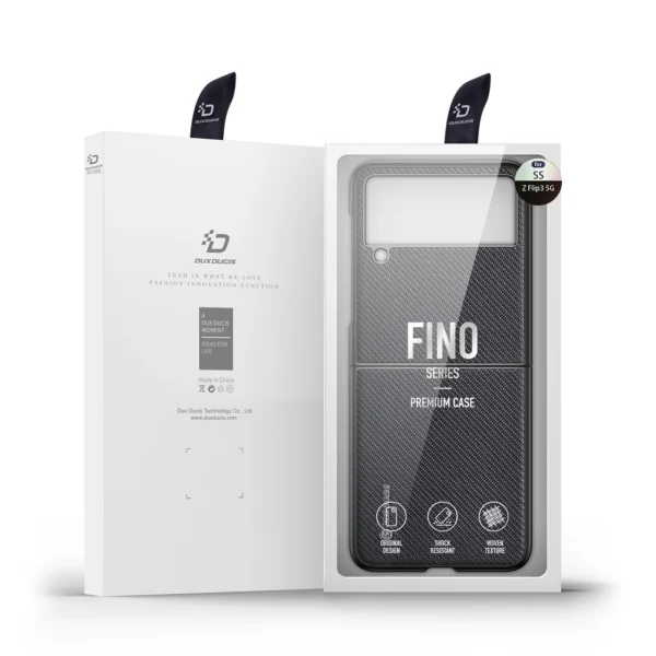 Dux Ducis Fino case is nylon covered Samsung Galaxy Z Flip 3 blackeng