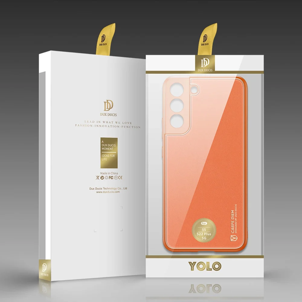 Dux Ducis Yolo elegant cover made of ecological leather for Samsung Galaxy S22 + (S22 Plus) orangeeng