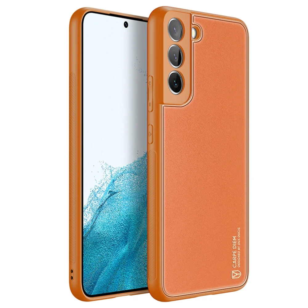 Dux Ducis Yolo elegant cover made of ecological leather for Samsung Galaxy S22 + (S22 Plus) orangeeng