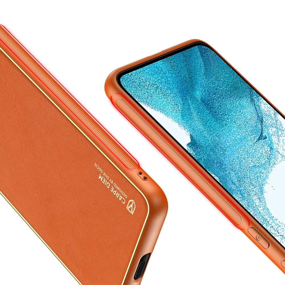 Dux Ducis Yolo elegant cover made of ecological leather for Samsung Galaxy S22 + (S22 Plus) orangeeng