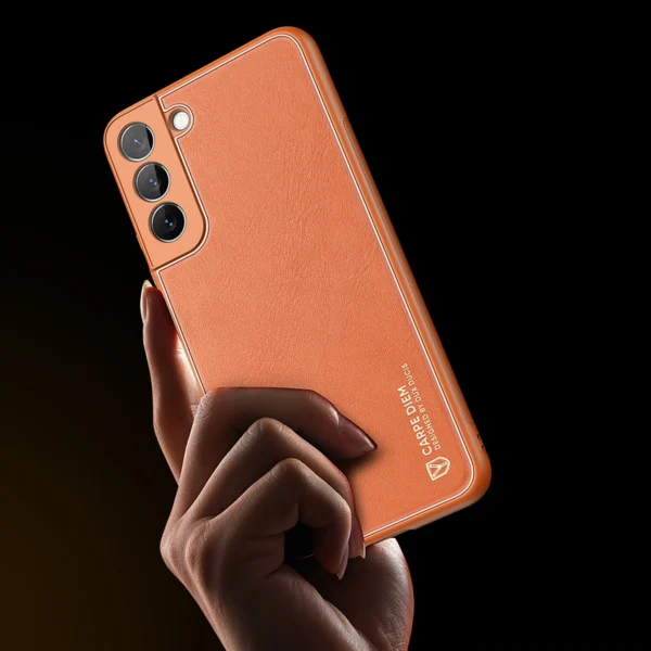 Dux Ducis Yolo elegant cover made of ecological leather for Samsung Galaxy S22 + (S22 Plus) orangeeng