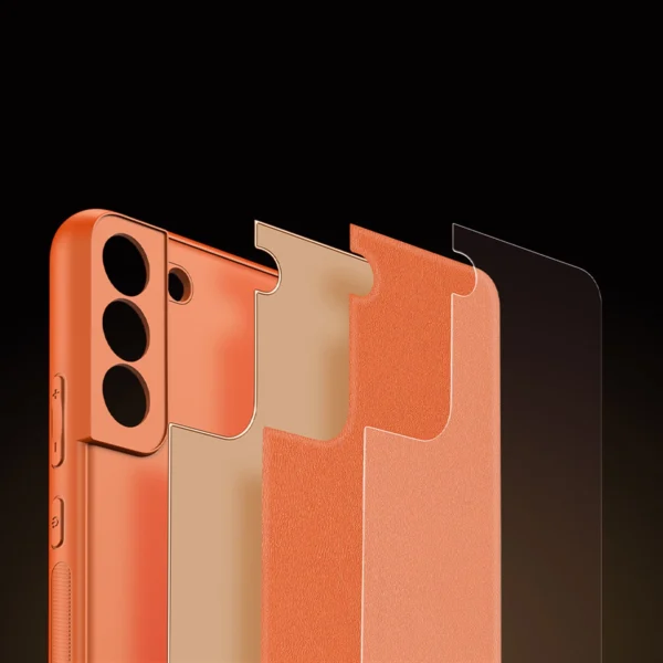 Dux Ducis Yolo elegant cover made of ecological leather for Samsung Galaxy S22 + (S22 Plus) orangeeng
