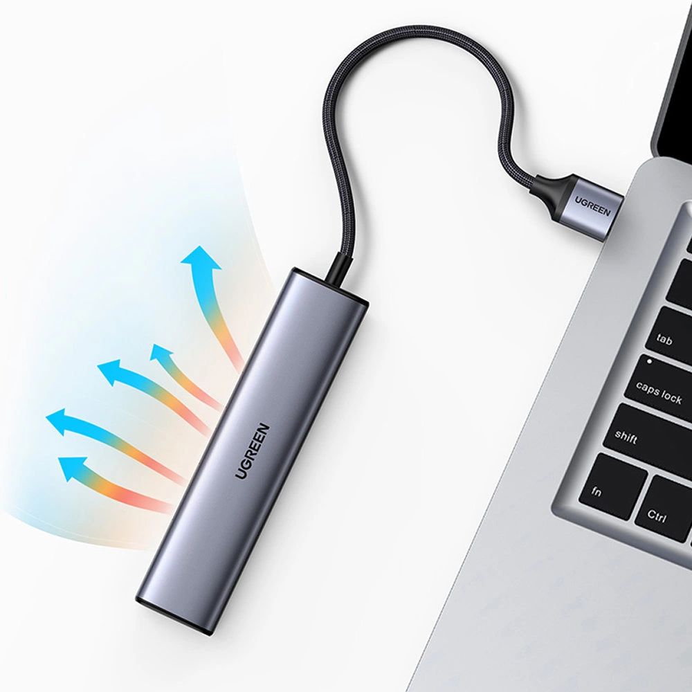 Ugreen multifunctional adapter HUB USB 3.0 - 3 x USB / Ethernet RJ-45 / USB Type C PD gray (CM475)eng