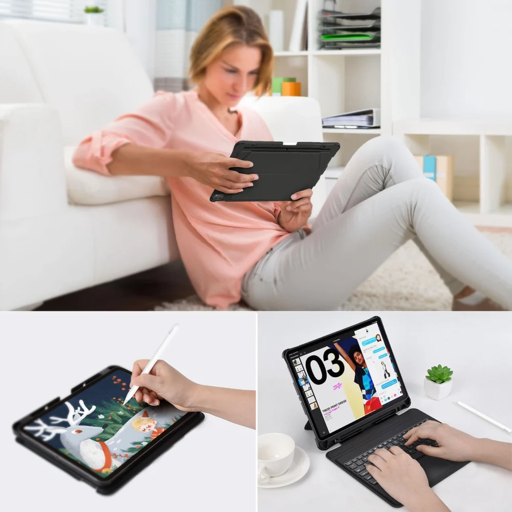Choetech Keyboard Case Cover for iPad Pro 12.9' 2020 / 2021 Wireless Bluetooth Keyboard Black (BH-015)eng
