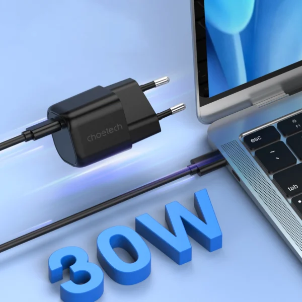 Choetech GaN USB charger Type C PD 30W black (PD5007)eng