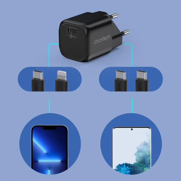 Choetech GaN USB charger Type C PD 30W black (PD5007)eng