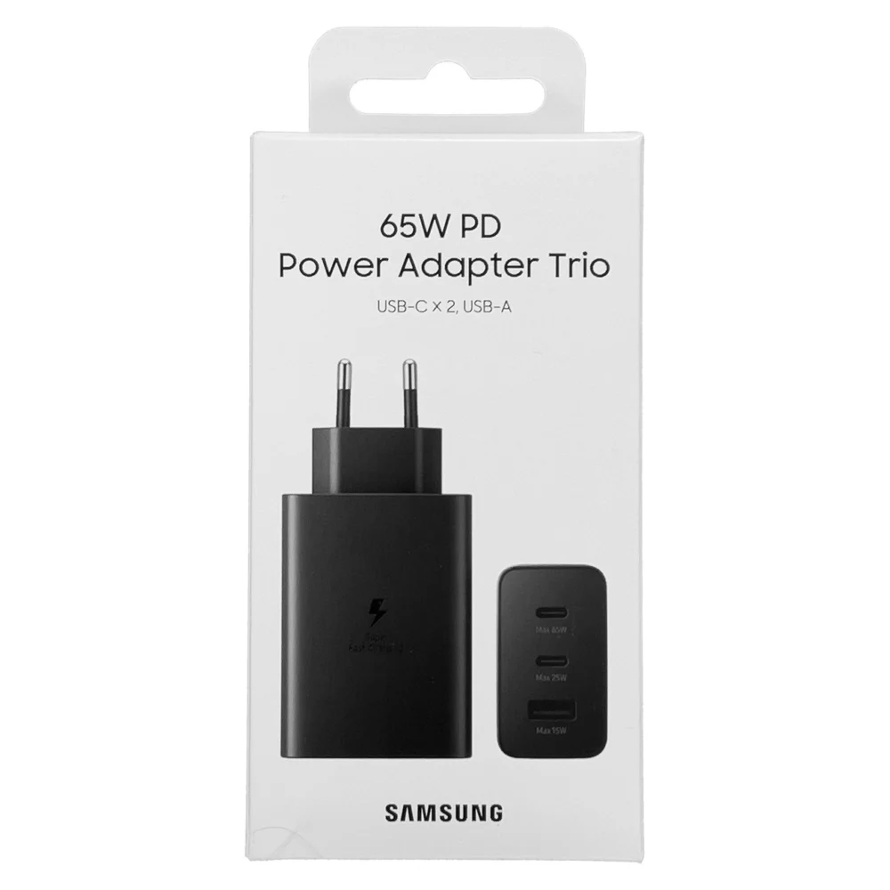 Samsung charger 2x USB Type C / USB PPS, Power Delivery PD 65W, QC 3.0, AFC, FCP black (EP-T6530NBEGEU)eng