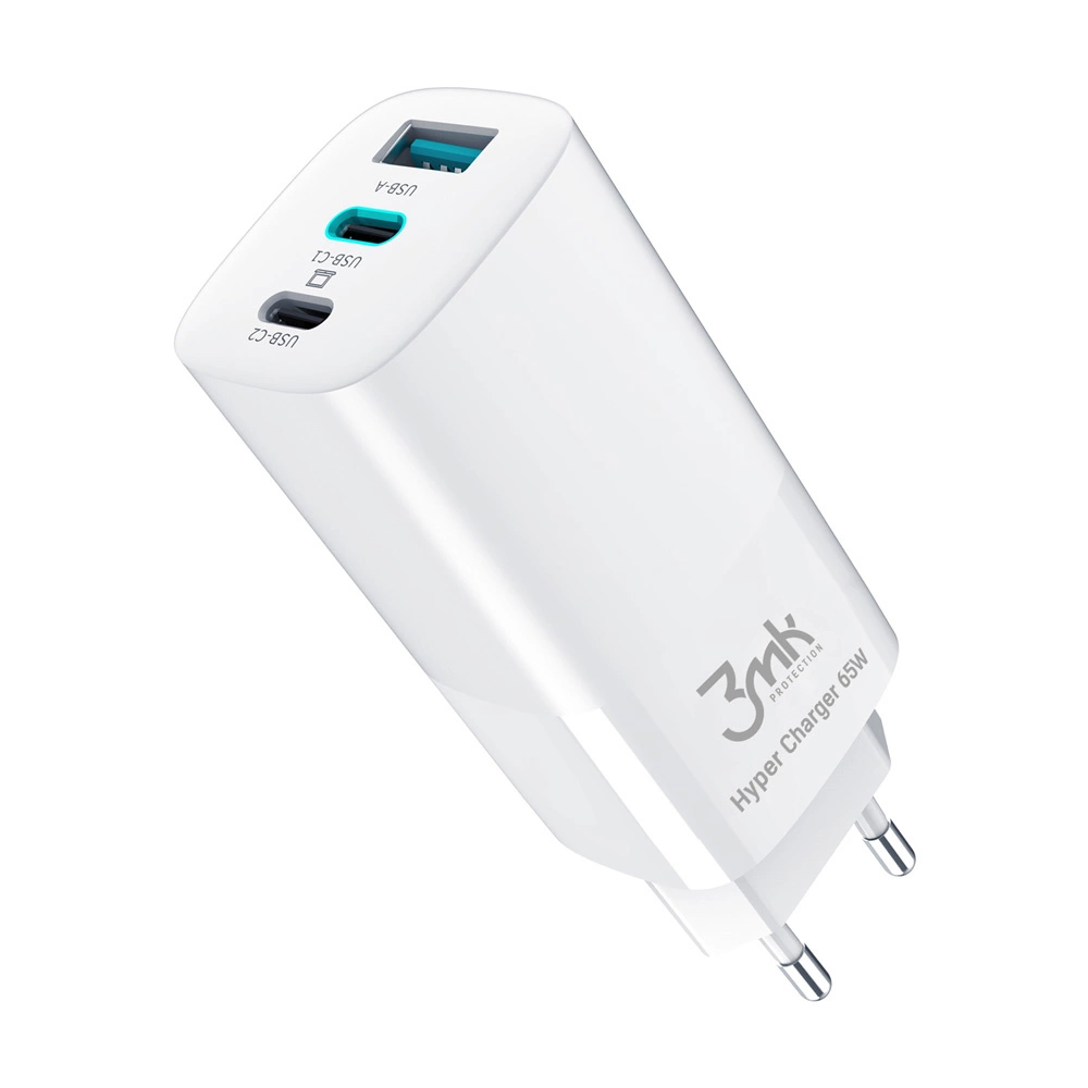 91925_3 3MK HyperCharger 65W 2xUSB-C + 1xUSB-A charger GAN, PD + QCeng