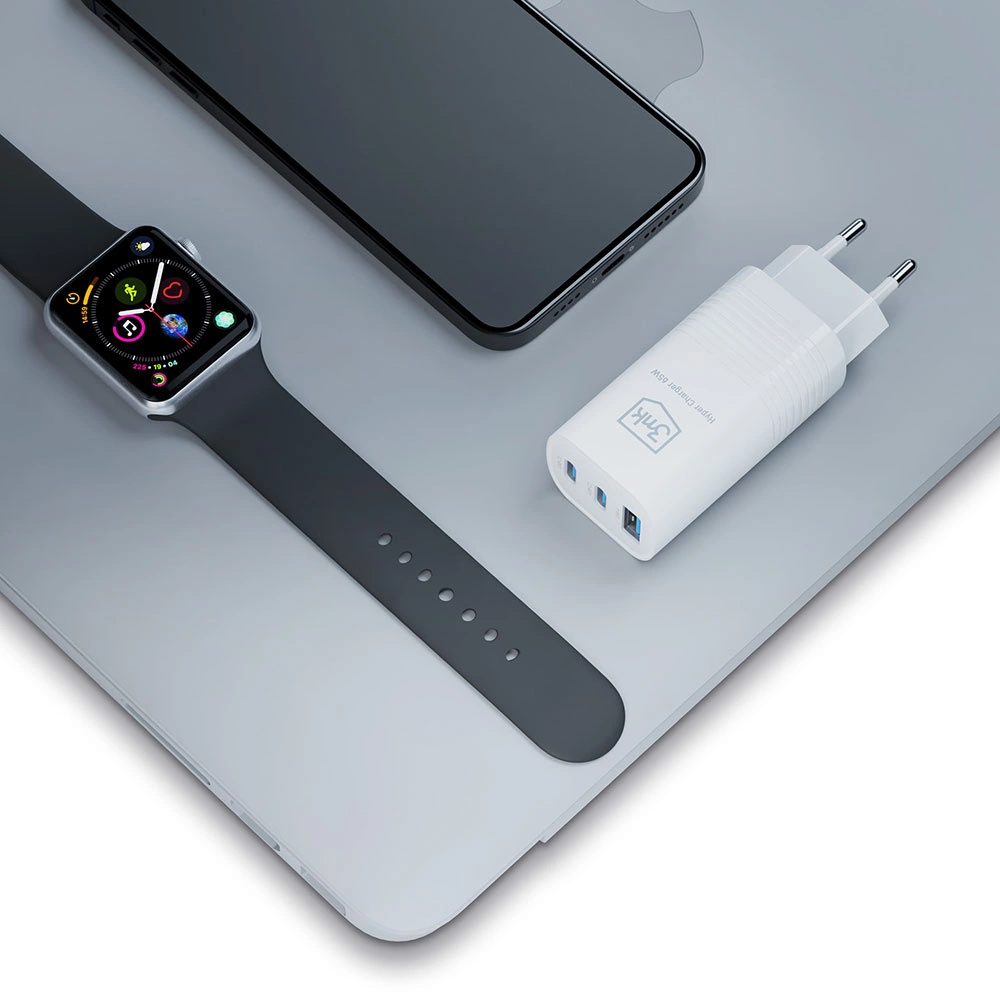 91925_5 3MK HyperCharger 65W 2xUSB-C + 1xUSB-A charger GAN, PD + QCeng