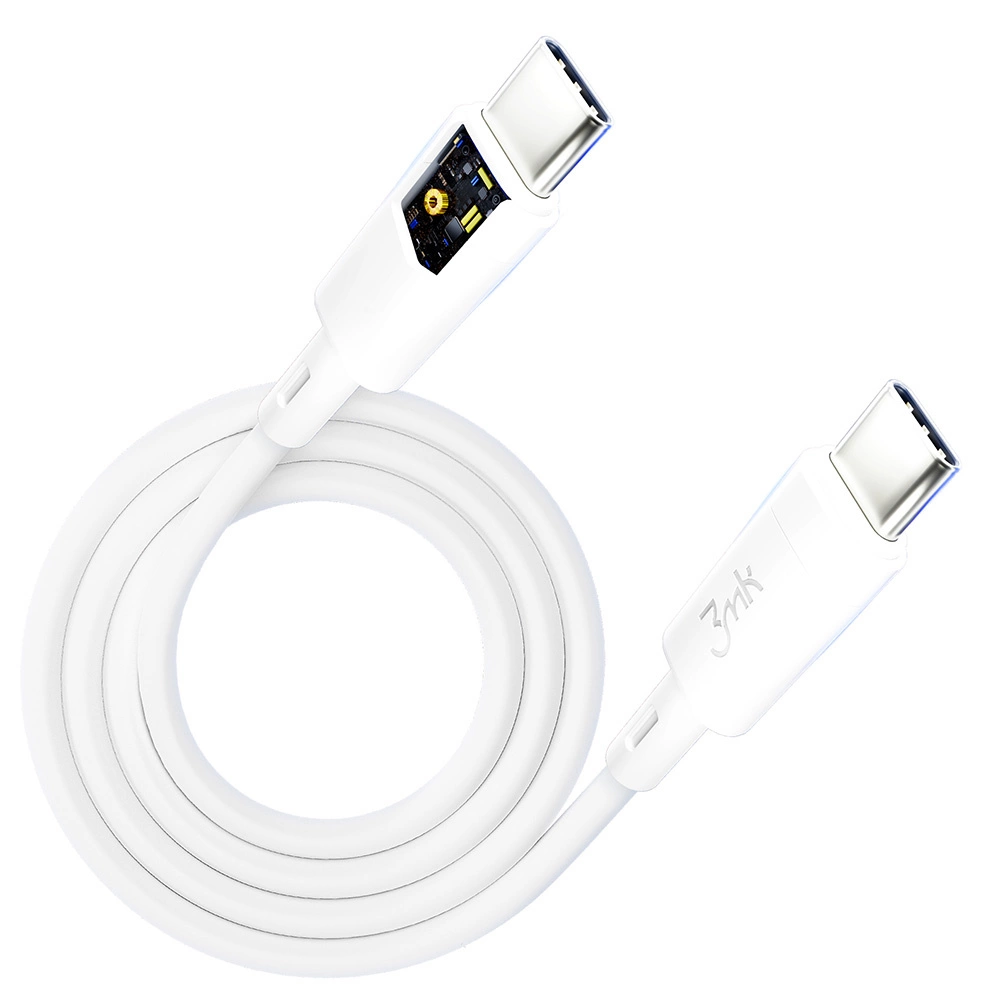 91926_7 3MK HyperSilicone Cable USB-C / USB-C white cable 1m 60W 3Aeng