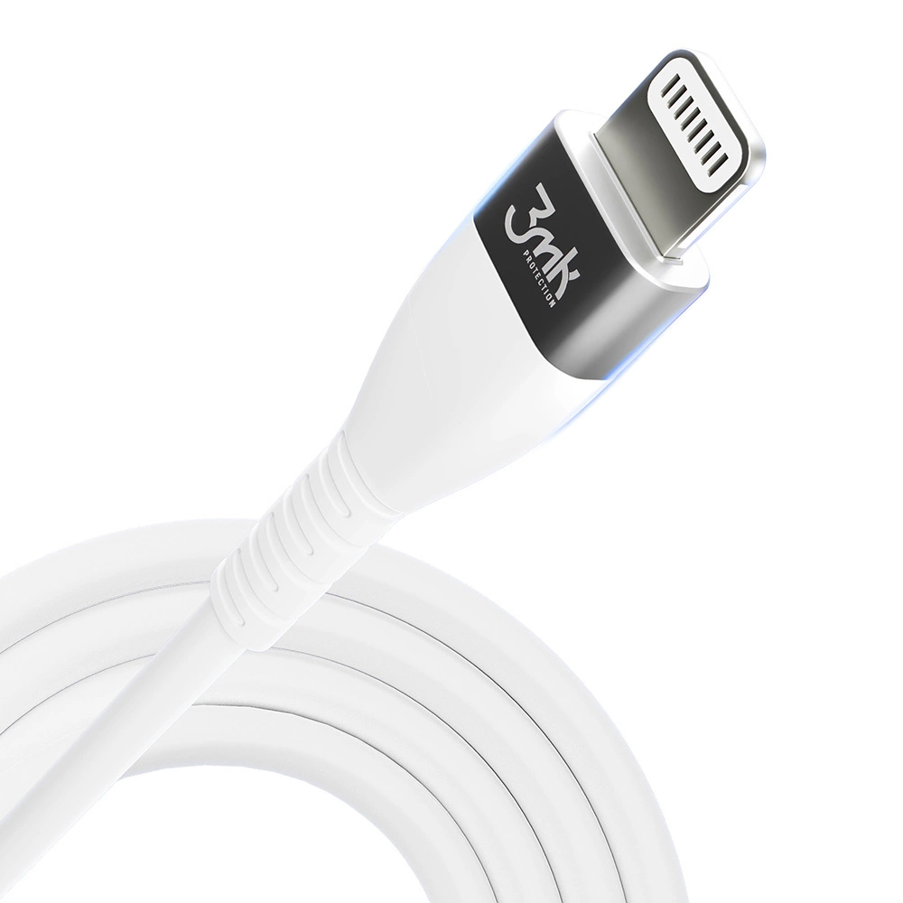 91927_10 3MK HyperSilicone MFI USB-C / Lightning cable white 1m 20W 3Aeng