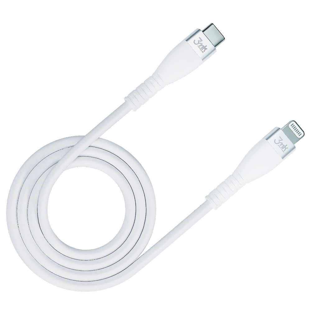 91927_2 3MK HyperSilicone MFI USB-C / Lightning cable white 1m 20W 3Aeng