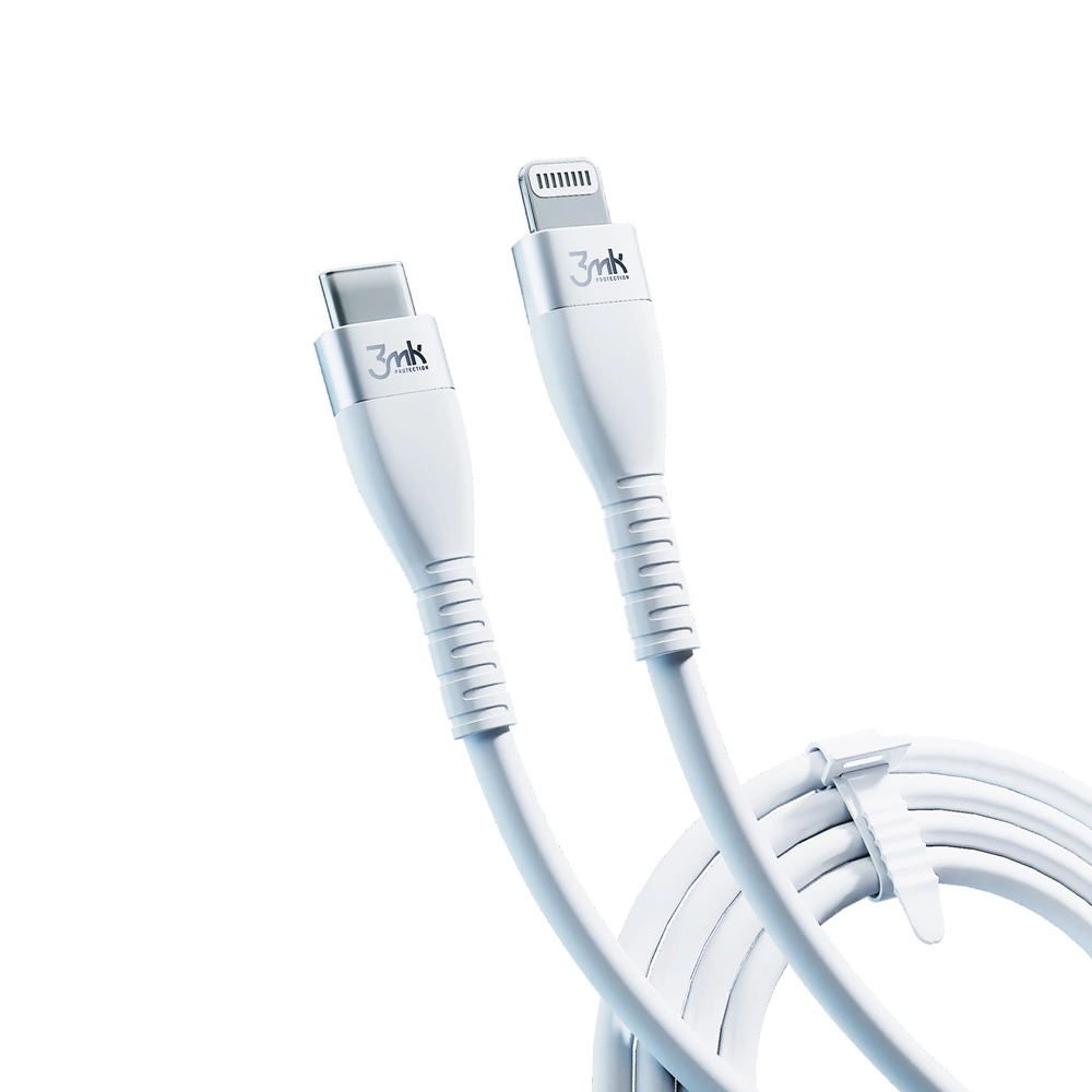 91927_4 3MK HyperSilicone MFI USB-C / Lightning cable white 1m 20W 3Aeng