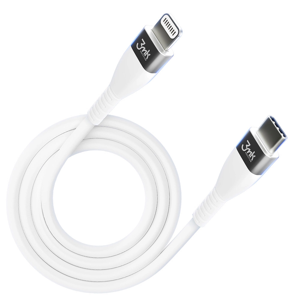 91927_7 3MK HyperSilicone MFI USB-C / Lightning cable white 1m 20W 3Aeng
