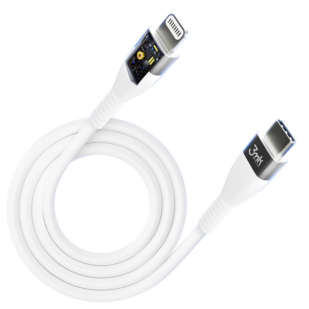 91927_8 3MK HyperSilicone MFI USB-C / Lightning cable white 1m 20W 3Aeng