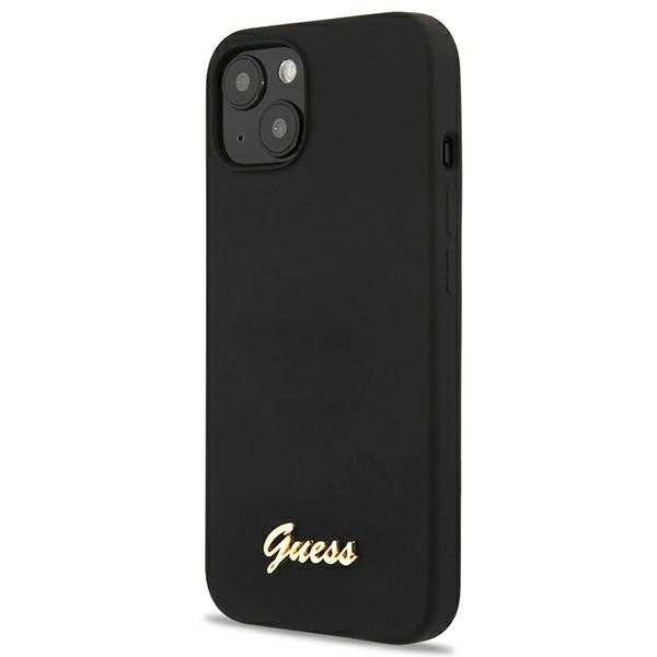 Guess GUHMP13MLSLMGBK iPhone 13 6.1" black/black hardcase Silicone Script Gold Logo Magsafeeng