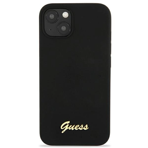 Guess GUHMP13MLSLMGBK iPhone 13 6.1" black/black hardcase Silicone Script Gold Logo Magsafeeng