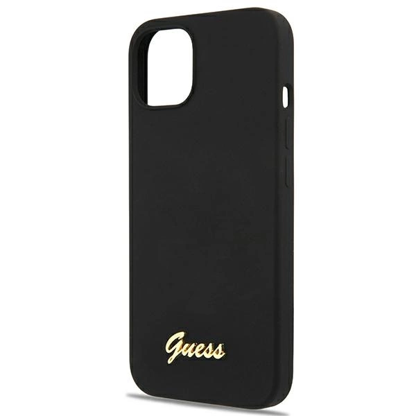 Guess GUHMP13MLSLMGBK iPhone 13 6.1" black/black hardcase Silicone Script Gold Logo Magsafeeng