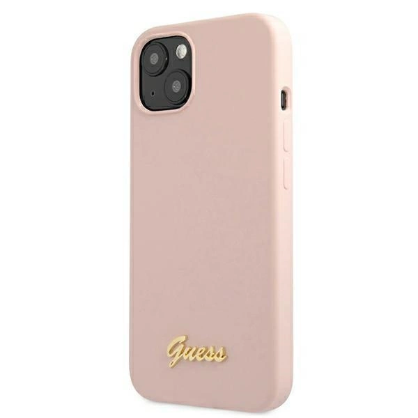 Guess GUHMP13MLSLMGLP iPhone 13 6.1" light pink/light pink hardcase Silicone Script Gold Logo Magsafeeng