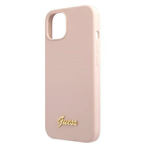 Guess GUHMP13MLSLMGLP iPhone 13 6.1" light pink/light pink hardcase Silicone Script Gold Logo Magsafeeng