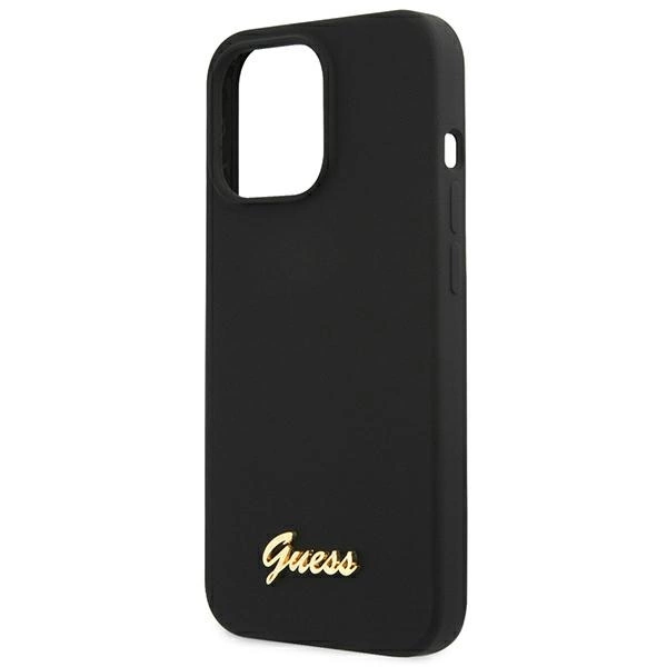 Guess GUHMP13XLSLMGBK iPhone 13 Pro Max 6.7" black/black hardcase Silicone Script Gold Logo MagSafeeng