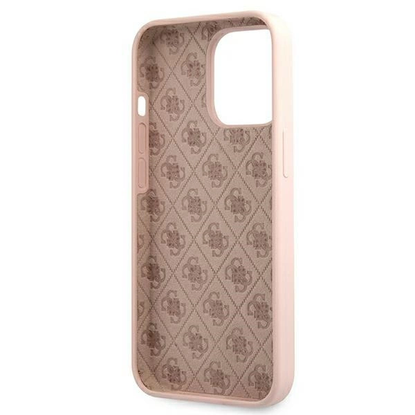 Guess GUHMP13XLSLMGLP iPhone 13 Pro Max 6.7" light pink/light pink hardcase Silicone Script Gold Logo Magsafeeng