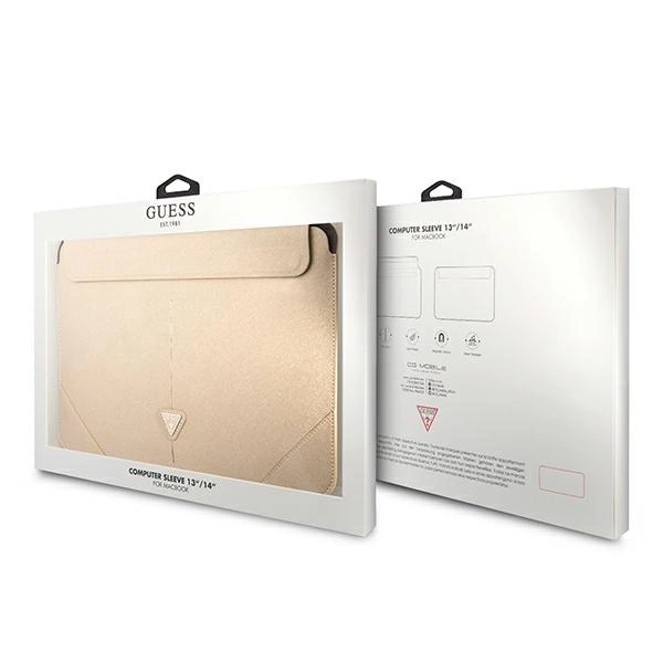 Guess Saffiano Triangle Logo case for a 14" laptop - beigeeng