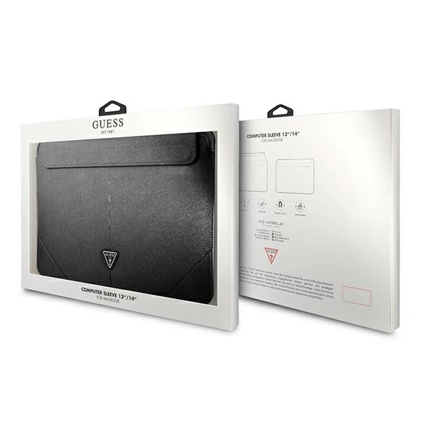 Guess Saffiano Triangle Logo case for a 14" laptop - blackeng