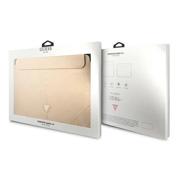 Guess Saffiano Triangle Logo case for a 16" laptop - beigeeng