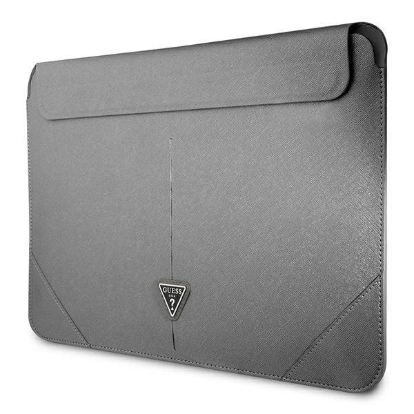 Guess Saffiano Triangle Logo case for a 16" laptop - silvereng