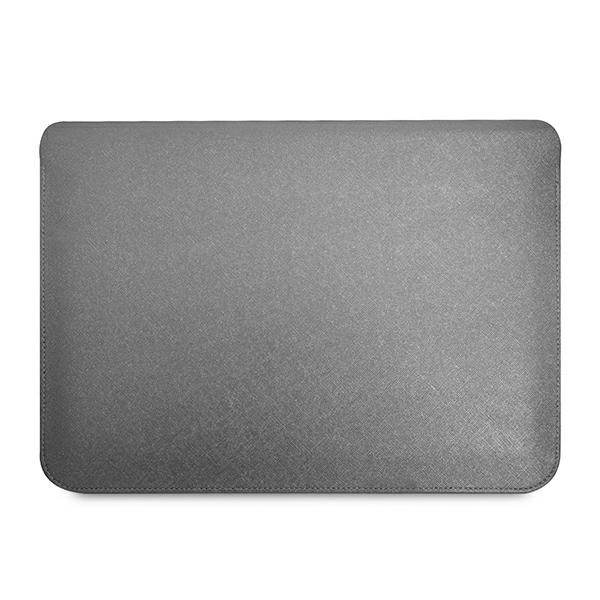 Guess Saffiano Triangle Logo case for a 16" laptop - silvereng