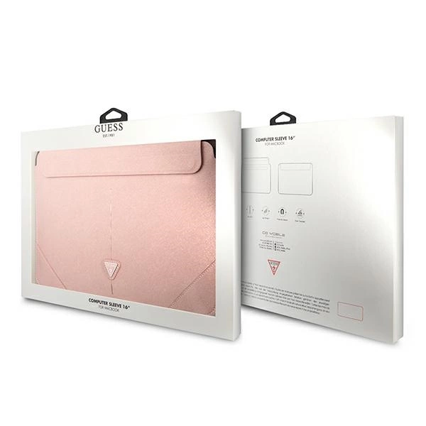 Guess Saffiano Triangle Logo case for a 16" laptop - pinkeng