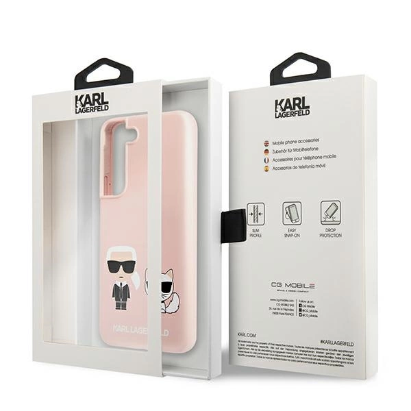 Karl Lagerfeld KLHCS22MSSKCI S22+ S906 hardcase jasno różowy/light pink Silicone Ikonik Karl & Choupetteeng