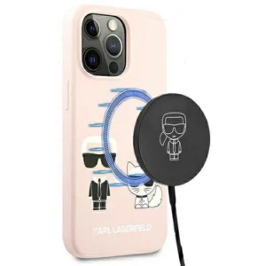 Karl Lagerfeld KLHMP13LSSKCI iPhone 13 Pro  / 13 6,1" hardcase jasnoróżowy/light pink Silicone Ikonik Karl & Choupette Magsafeeng