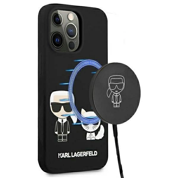 Karl Lagerfeld KLHMP13LSSKCK iPhone 13 Pro / 13 6,1" hardcase czarny/black Silicone Karl & Choupette Magsafeeng