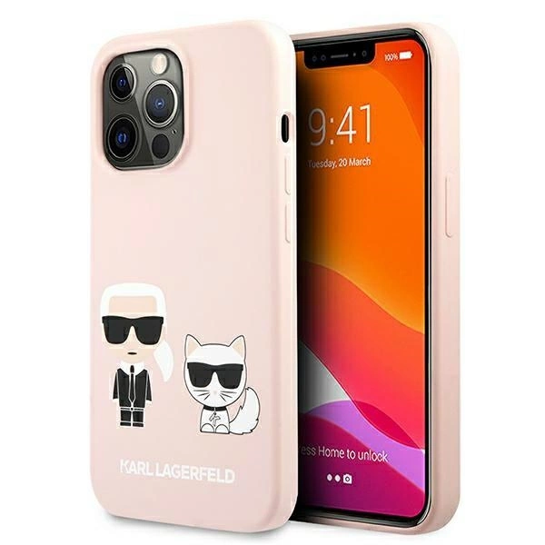 Karl Lagerfeld KLHMP13XSSKCI iPhone 13 Pro Max 6,7" hardcase jasnoróżowy/light pink Silicone Ikonik Karl & Choupette Magsafeeng