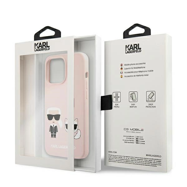 Karl Lagerfeld KLHMP13XSSKCI iPhone 13 Pro Max 6,7" hardcase jasnoróżowy/light pink Silicone Ikonik Karl & Choupette Magsafeeng