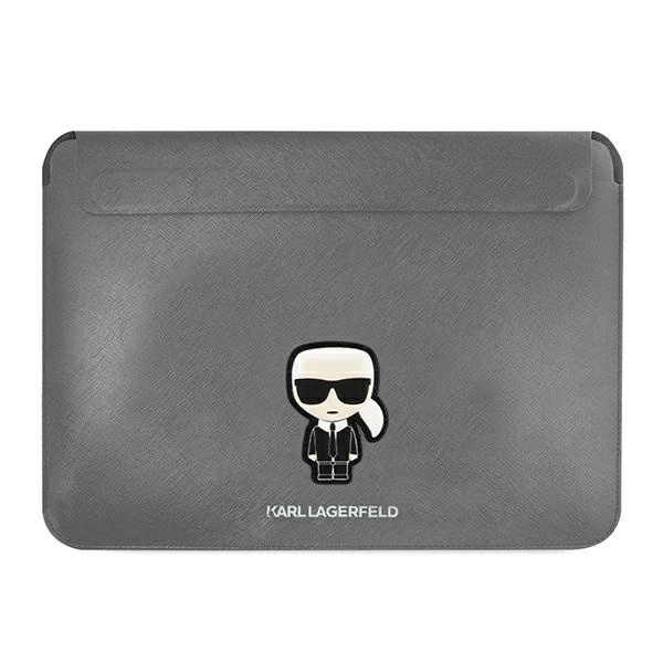 Karl Lagerfeld Saffiano Ikonik Karl case for a 16" laptop - silvereng