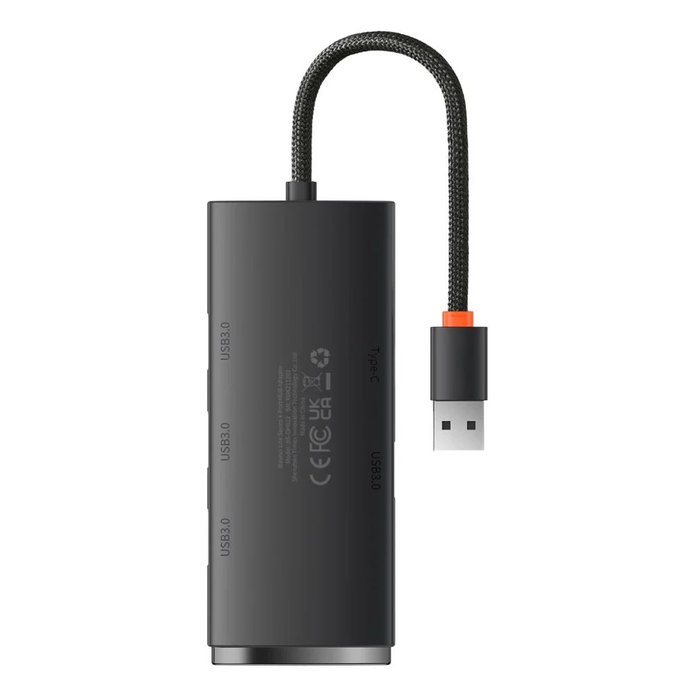 Baseus Lite Series HUB 4-Port (USB-A to 4xUSB-A 3.0) 0.25m black (WKQX030001)eng