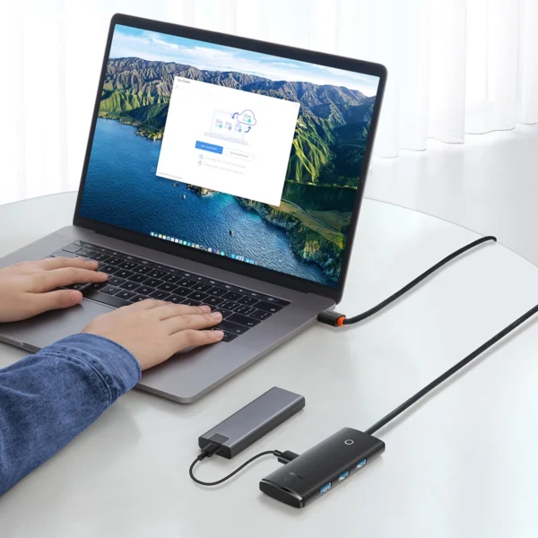 Baseus Lite Series HUB 4-Port (USB-A to 4xUSB-A 3.0) 2m black (WKQX030201)eng