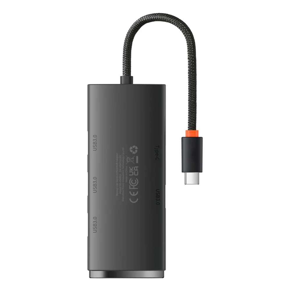 Baseus Lite Series HUB adapter USB Type C - 4x USB 3.0 25cm black (WKQX030301)eng