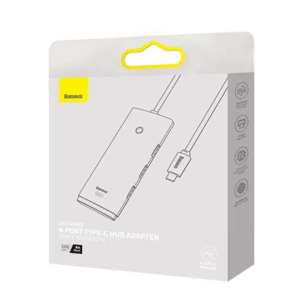 Baseus Lite Series HUB adapter USB Type C - 4x USB 3.0 1m black (WKQX030401)eng