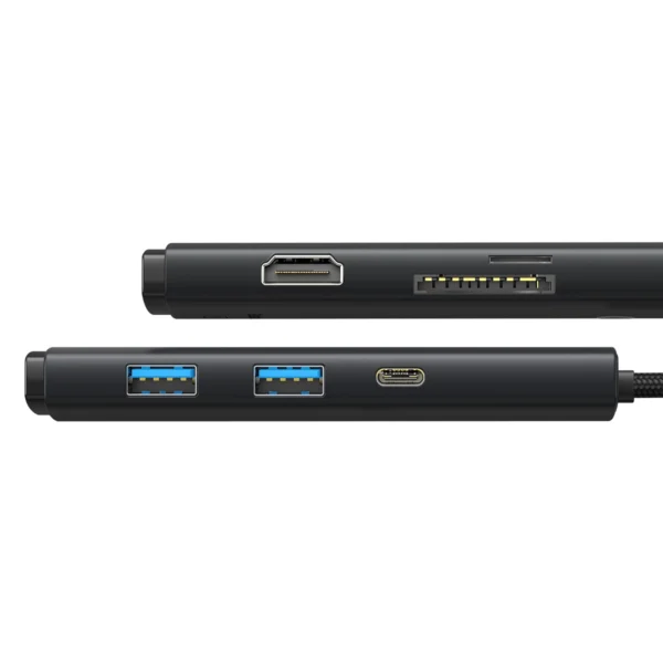 Baseus Lite Series multifunctional USB Type C HUB - 2 x USB 3.0 / USB Type C / HDMI 1.4 / SD/TF OTG black (WKQX050001)eng