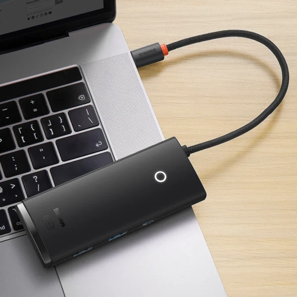 Baseus Lite Series multifunctional USB Type C HUB - 2 x USB 3.0 / USB Type C / HDMI 1.4 / SD/TF OTG black (WKQX050001)eng