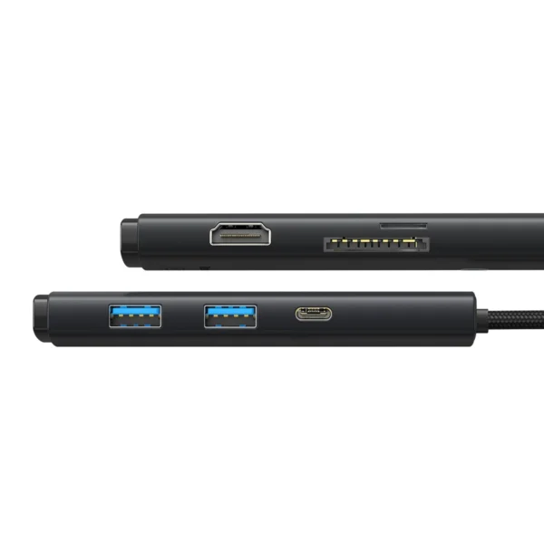 Baseus Lite Series multifunctional HUB USB Type C - 2 x USB 3.0 / USB Type C PD / HDMI 1,4 / SD / TF black (WKQX050101)eng