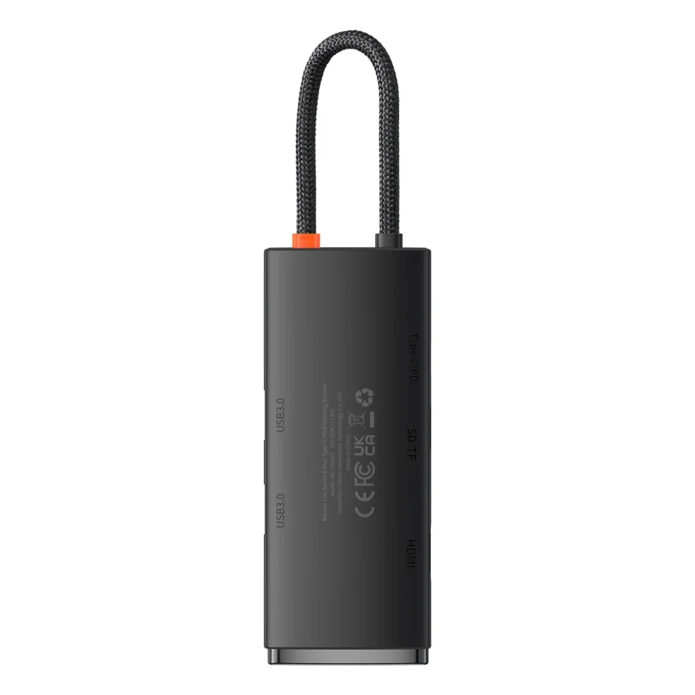 Baseus Lite Series multifunctional HUB USB Type C - 2 x USB 3.0 / USB Type C PD / HDMI 1,4 / SD / TF black (WKQX050101)eng